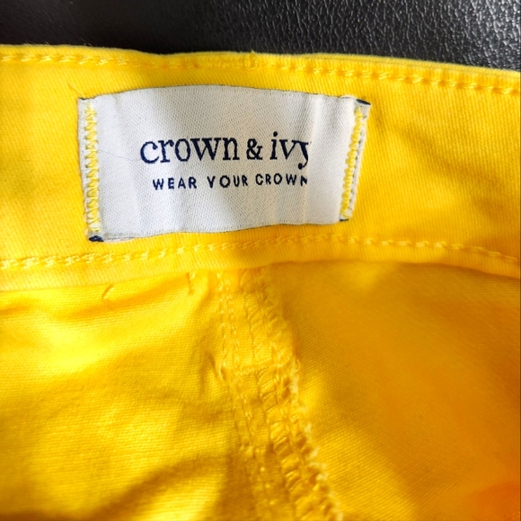 NWT Crown & Ivy NWT Yellow crop essential signature pants womens 14W - Picture 5 of 6